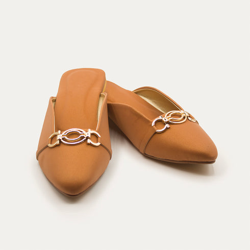 Gold Daily Wear Mules For Women 2370